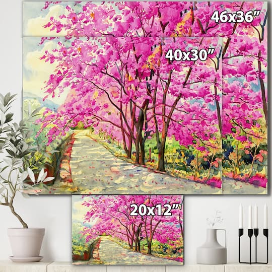 Designart - Cherrry Blossom Lane - Farmhouse Canvas Wall Art Print